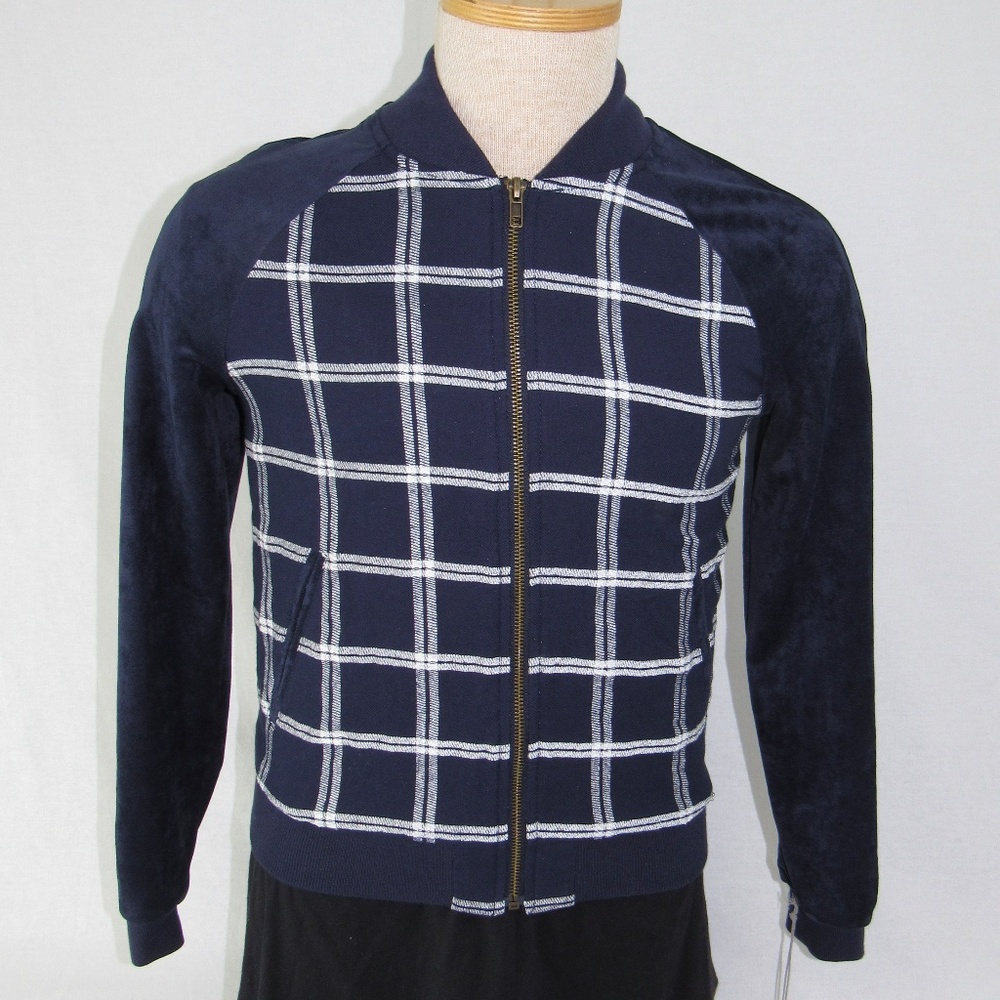 NWT Navy Plaid Bomber Jacket
